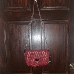 Badgley Mischka Deep Red Quilted Bag